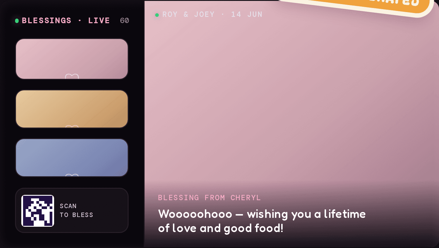 Smashcrowd Blessings Live event interface